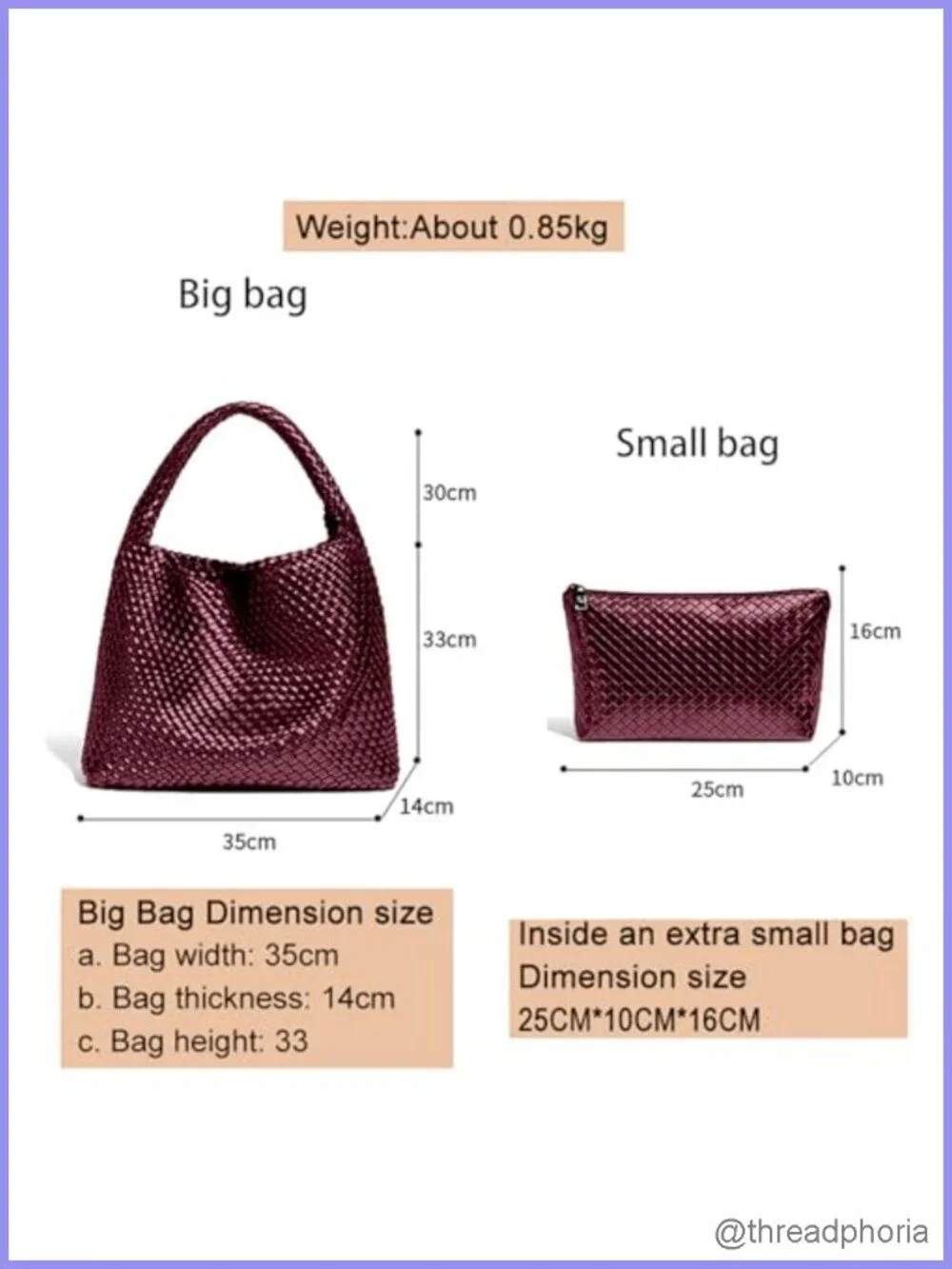 Woven Hobo Shoulder Bag Large Tote with Matching Clutch Lightweight